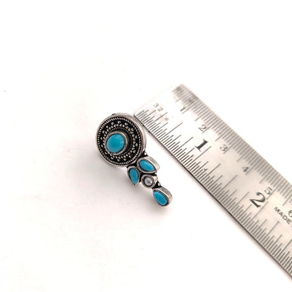 Ziva Drops: Turquoise Stone Silver Toned Earring