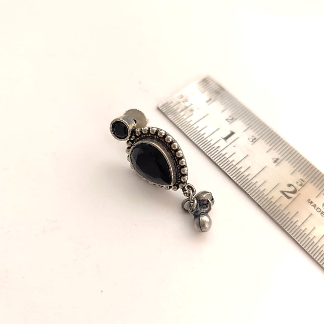 Ishya: Black Stone Double Layered Pendant and Earring set