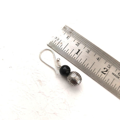Midnight Empress: Black Beaded Necklace and Earring