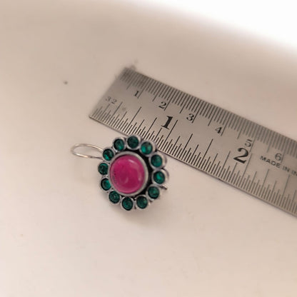 Candy Bloom: Majenta and Green Stone Earring