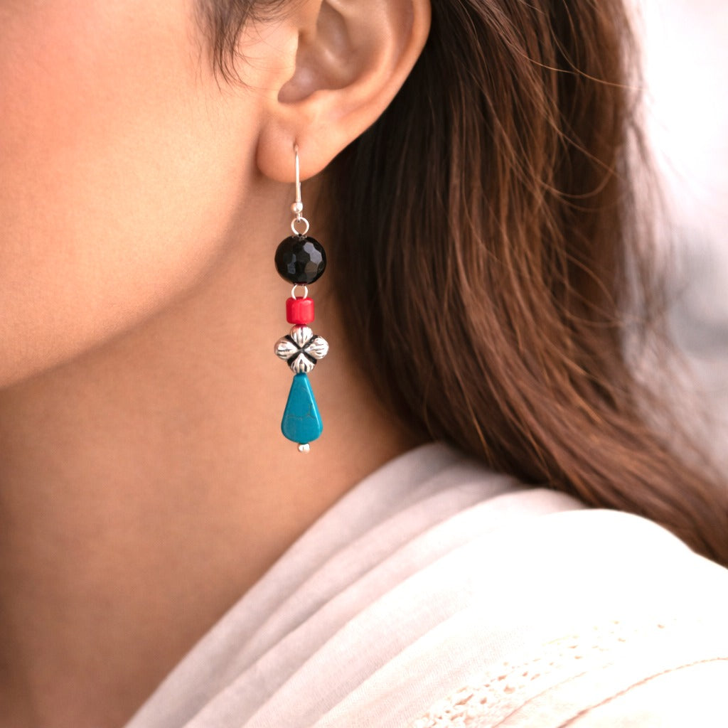 Turquoise Trinket Drops: Handmade Beaded Earring