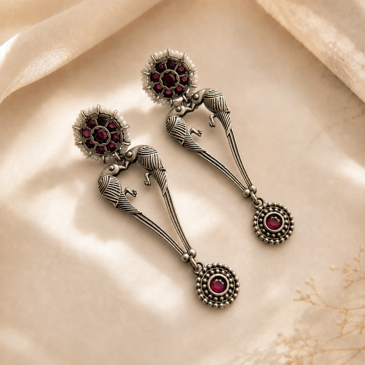 Pakhi: Pink Stone Dangler Earrings