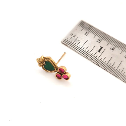 Kanaka: Gold Toned Stone Studded Necklace and Earring Set