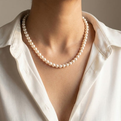 Serene White Pearl Necklace and Earring