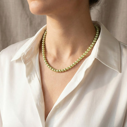 Glam Green Pearl Necklace and Earring Set
