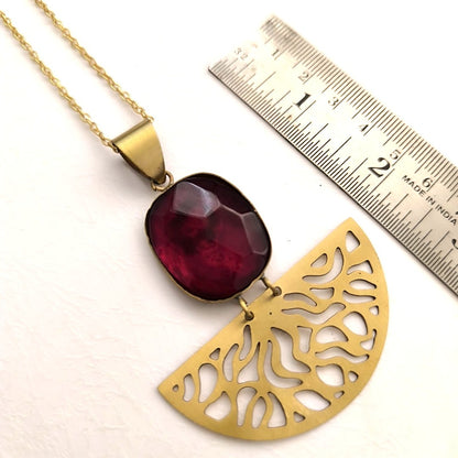 Arc and Stone : Minimalist Ruby Stone Pendant Set