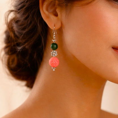 Floriana: Handcrafted Coral Bead Earring