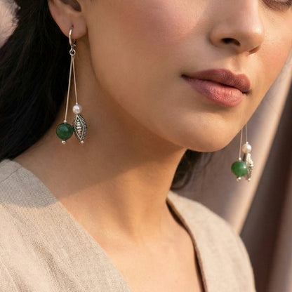 Botanica: Handcrafted Green Bead Earring