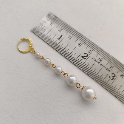 Dewdrop Cascade: Handcrafted Gold Toned Pearl Earring