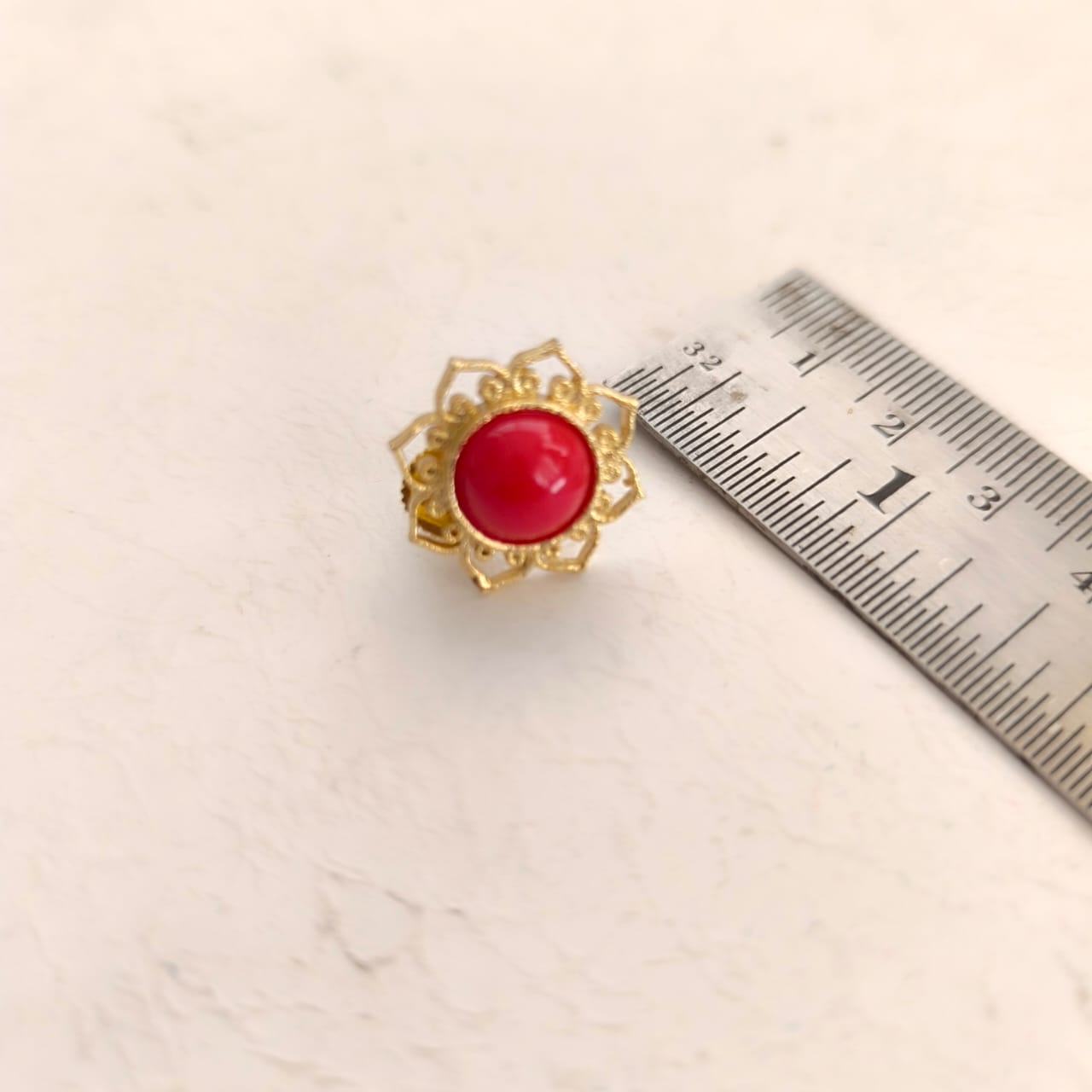 Golden Lotus: Coral Stone Gold Toned Pendant and Earring Set