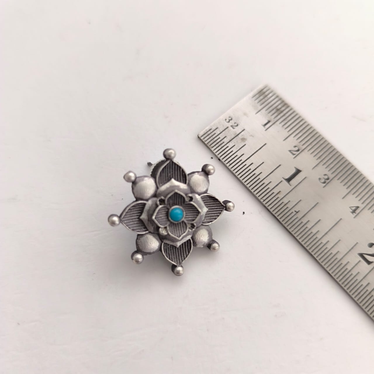 Silver Zenith: Silver Toned Turquoise Stone Pendant and Earring Set