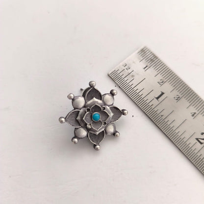 Silver Zenith: Silver Toned Turquoise Stone Pendant and Earring Set