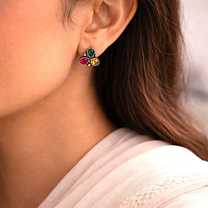 Petal Trio : Multicolored Studs