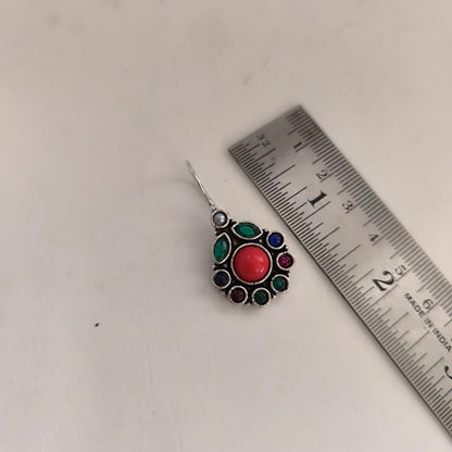 Scarlet Halo: Multicolor Silver Stone Drop Earring