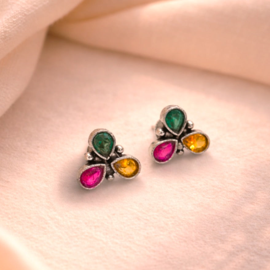 Petal Trio : Multicolored Studs