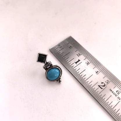Midnight Turquoise : Silver Toned Stud Earring