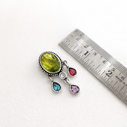 Aurora Drops: Silver Toned Green stone Earring