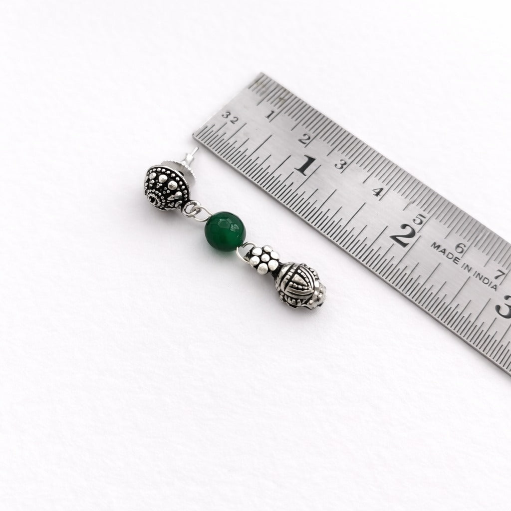 Mridula: Handmade Green Beaded Necklace and Earring Set