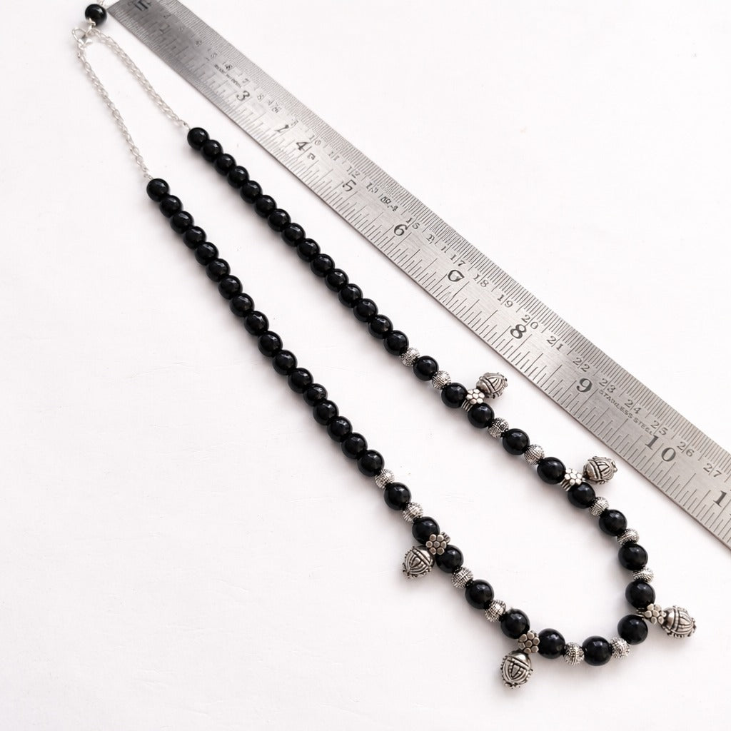 Mridula: Handmade Black Beads Necklace and Earring Set