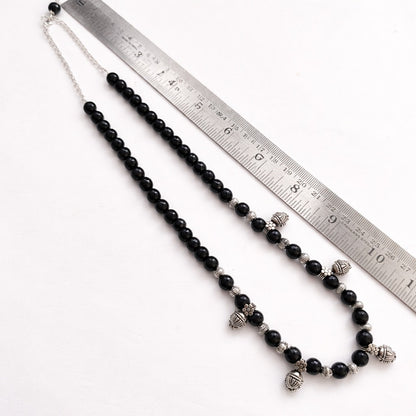 Mridula: Handmade Black Beads Necklace and Earring Set