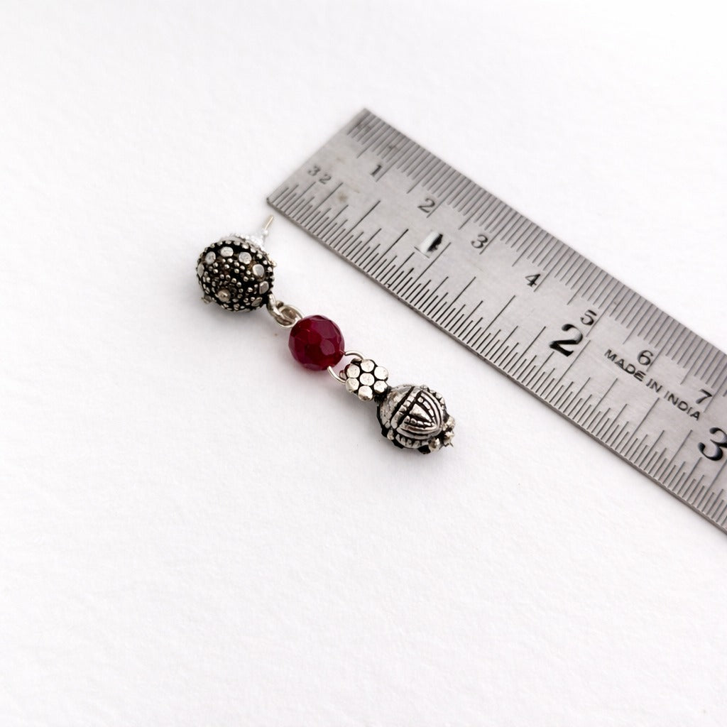 Mridula: Handmade Red Beaded Necklace and Earring Set