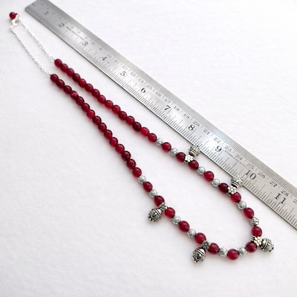 Mridula: Handmade Red Beaded Necklace and Earring Set