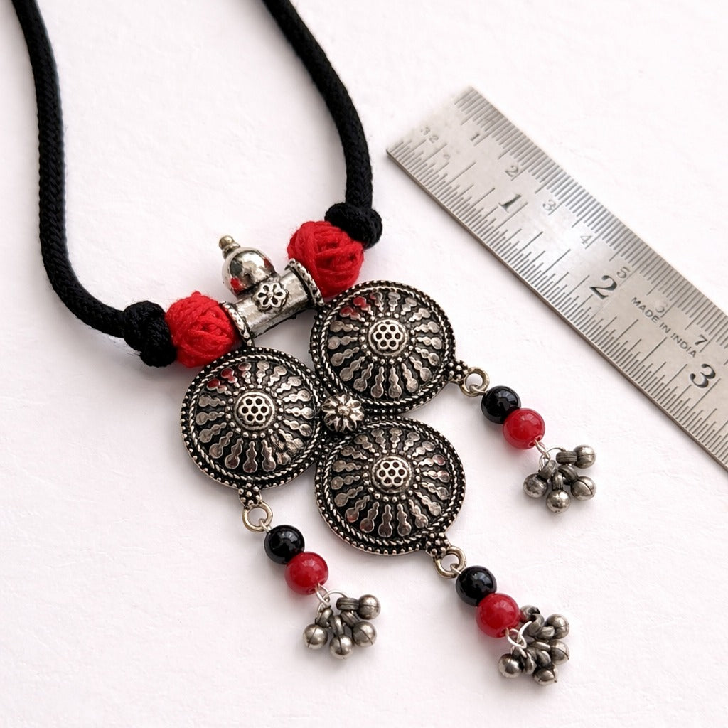 Rustic Soul: Handmade Silver Toned Pendant and Earring Set