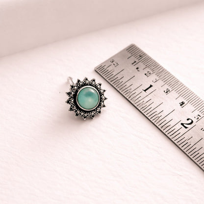 Vogue Essentials Collection: Aqua Green Stone Pendant and Earring Set