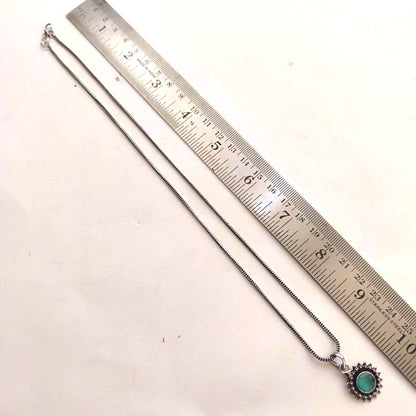 Vogue Essentials Collection: Aqua Green Stone Pendant and Earring Set