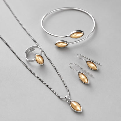Golden Warmth: Combo Set with Pendant Earrings Bracelet and Ring
