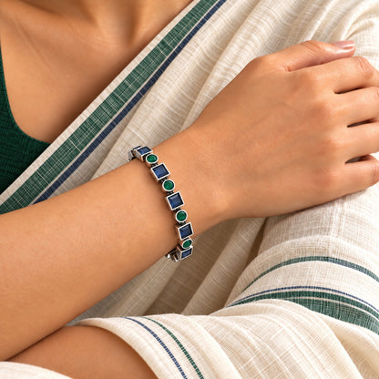 Duet Stone Bangles: Blue and Green Combination