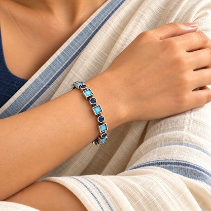 Duet Stone Bangles: Deep Navy and Teal Combination