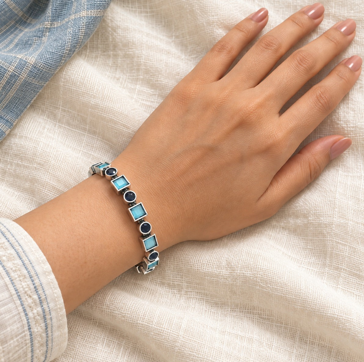 Duet Stone Bangles: Deep Navy and Teal Combination