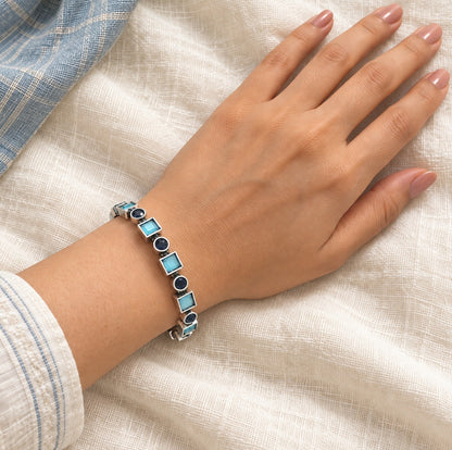 Duet Stone Bangles: Deep Navy and Teal Combination