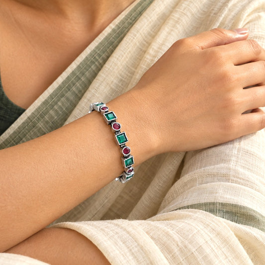 Duet Stone Bangles: Green and Magenta Combination