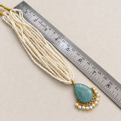 Niharika: Layered Pearl Necklace with Pendant and Earring