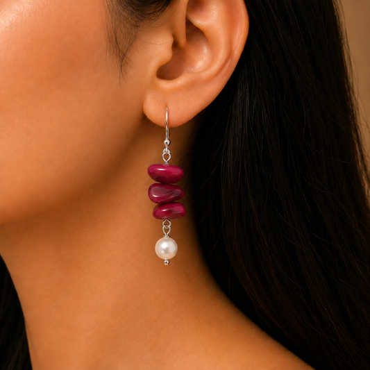 Wine Blossom: Pearl Drop Earrings