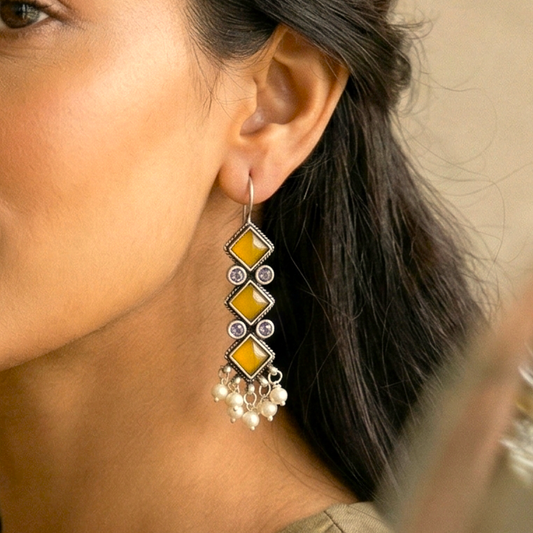 Yellow Stone Long earring: Canary Delight