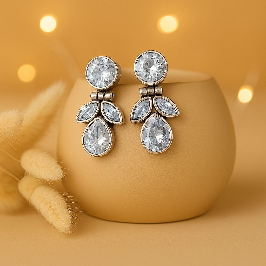 Crystal Spark: Clear White Stone Earring