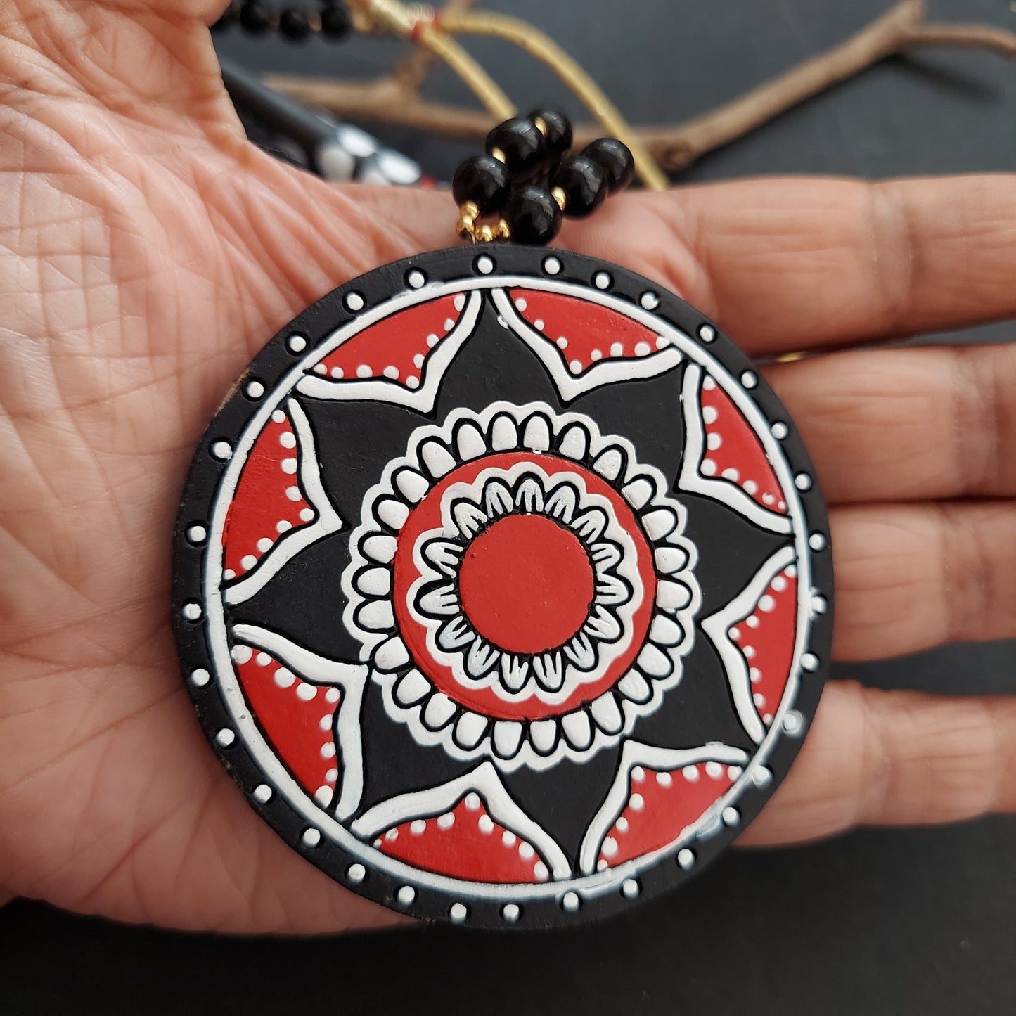 Mandala Art Black and Red Terracotta Set