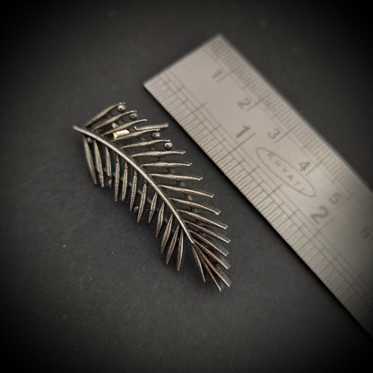 Silver Look-alike Palm Leaf Studs