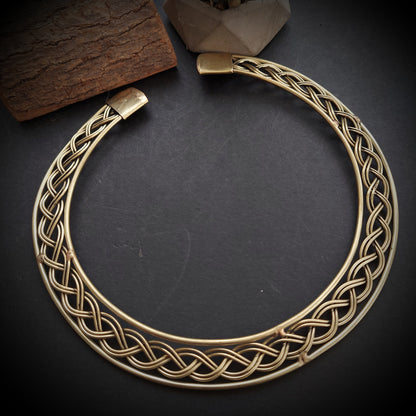 Gold Toned Braided Flat Hasli Necklace