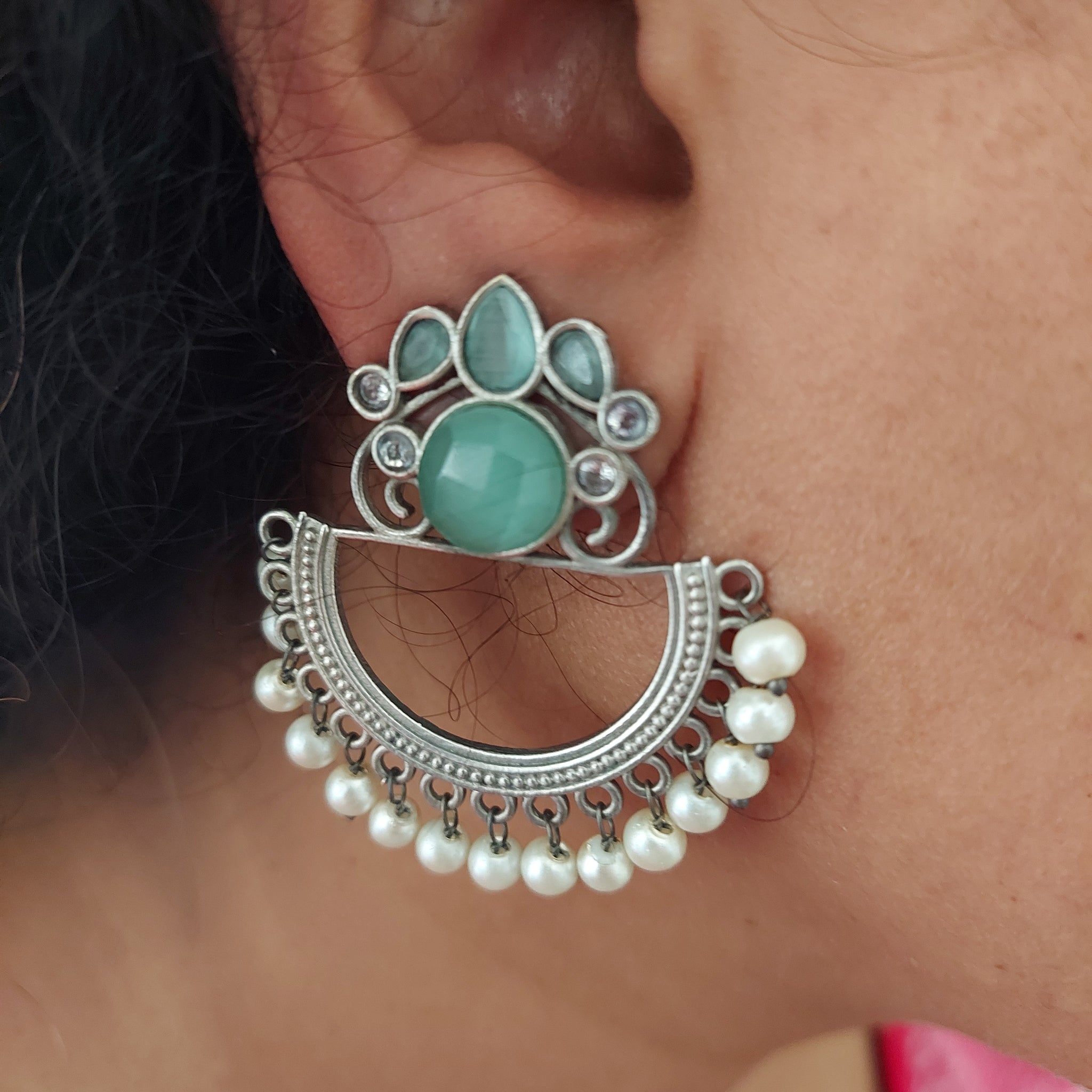 Pastel Green & Sparkly Green Crystal Earrings