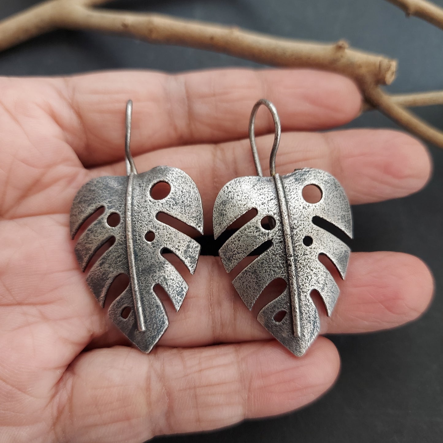 Silver Look alike Mirage Leaf Danglers