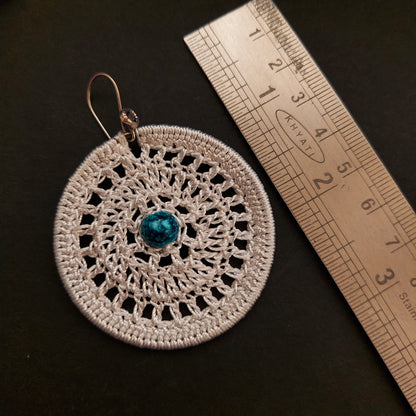 White Crochet Earring