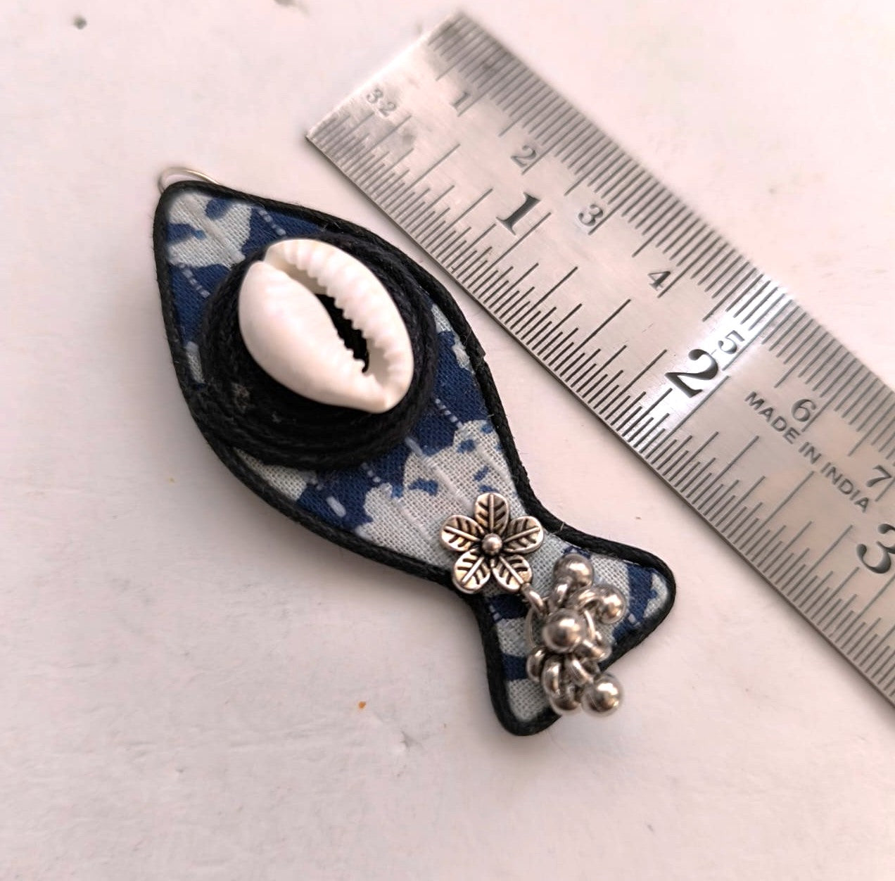 Aquatic Delight : Indigo Fabric Fish Earring
