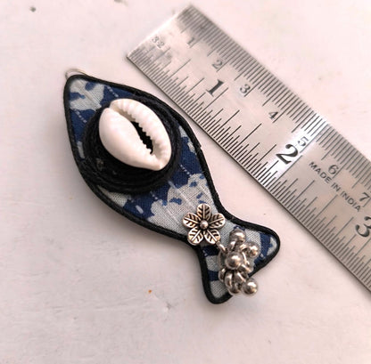 Aquatic Delight : Indigo Fabric Fish Earring