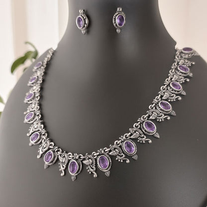 Tinge Tales: Lavender Stone Ethnic Necklace and Earring Set