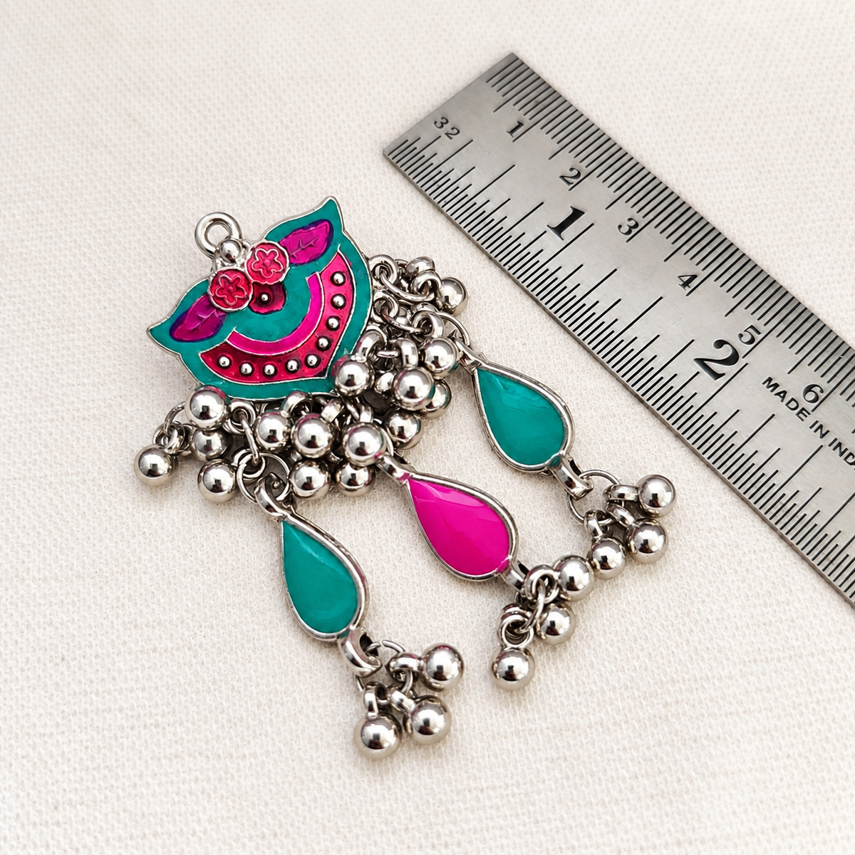Lehariya: Multicolored oxidized Enamel work Necklace and Earring Set