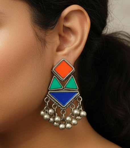 Prism Drops: Silver Toned Festive Earring